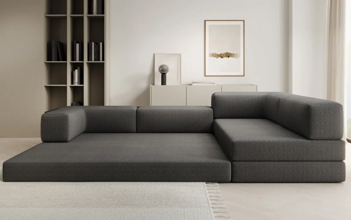 Designer Ecksofa Lazy in Bouclé