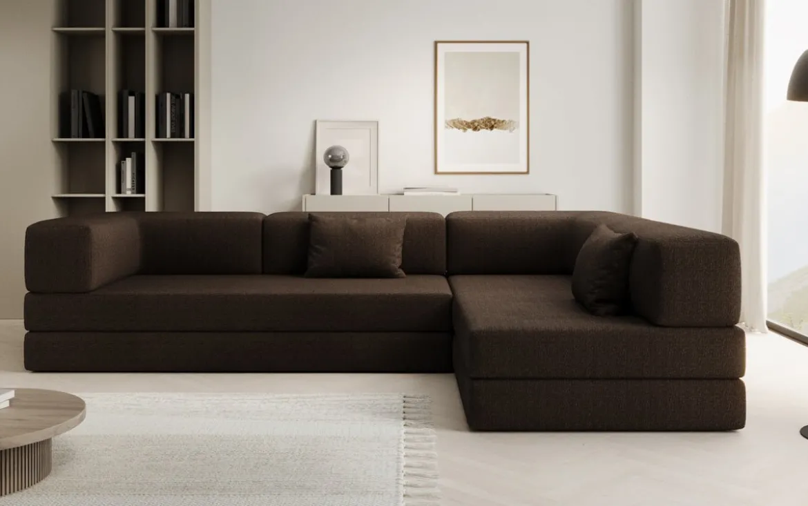 Designer Ecksofa Lazy in Bouclé