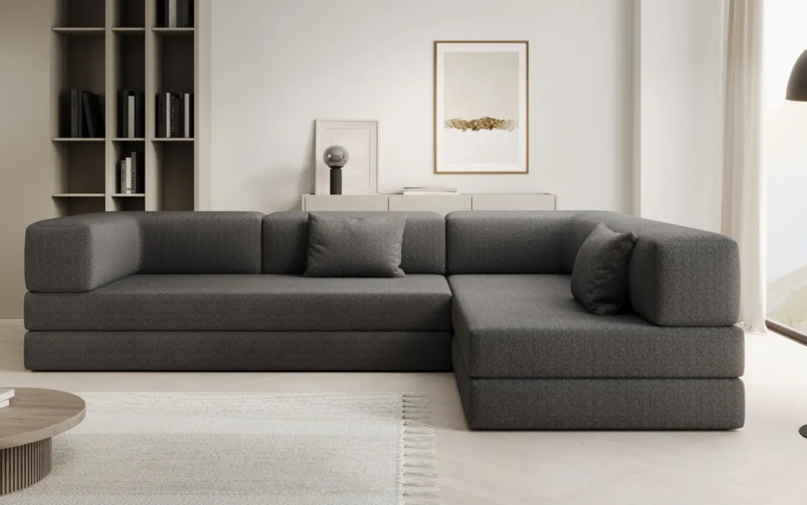 Designer Ecksofa Lazy in Bouclé