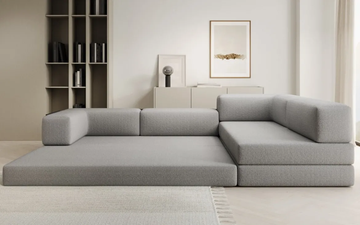 Designer Ecksofa Lazy in Bouclé