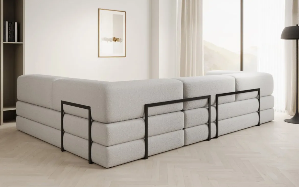 Designer Ecksofa Lazy in Bouclé