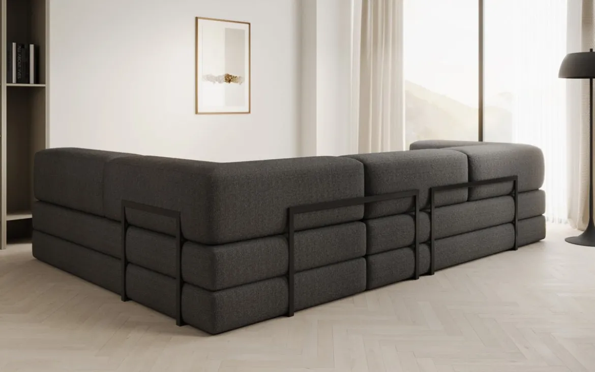 Designer Ecksofa Lazy in Bouclé