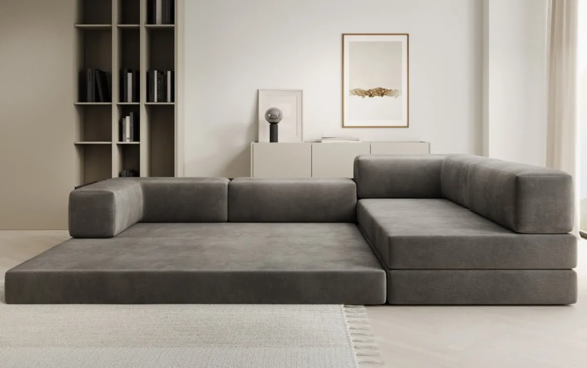 Designer Ecksofa Lazy in Samt
