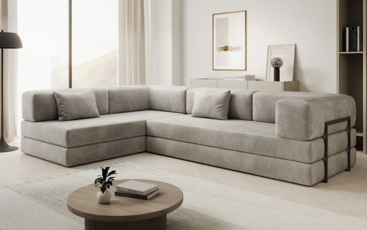 Designer Ecksofa Lazy in Samt