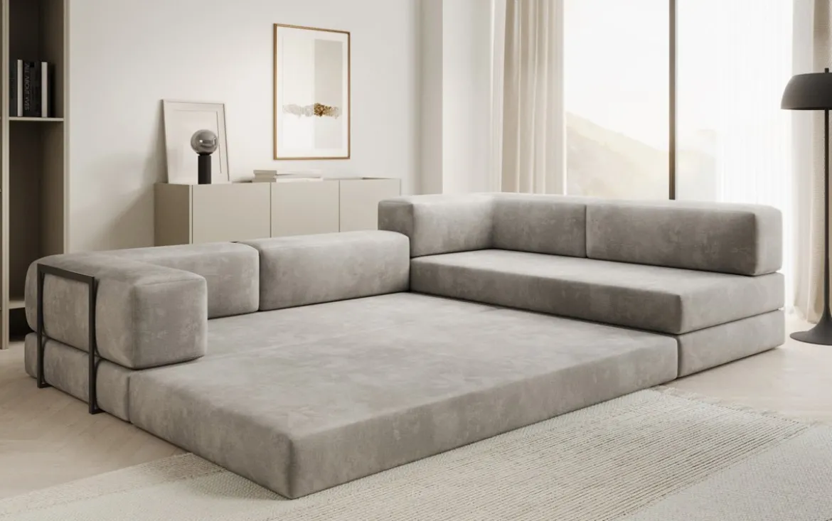 Designer Ecksofa Lazy in Samt