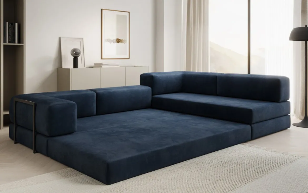 Designer Ecksofa Lazy in Samt
