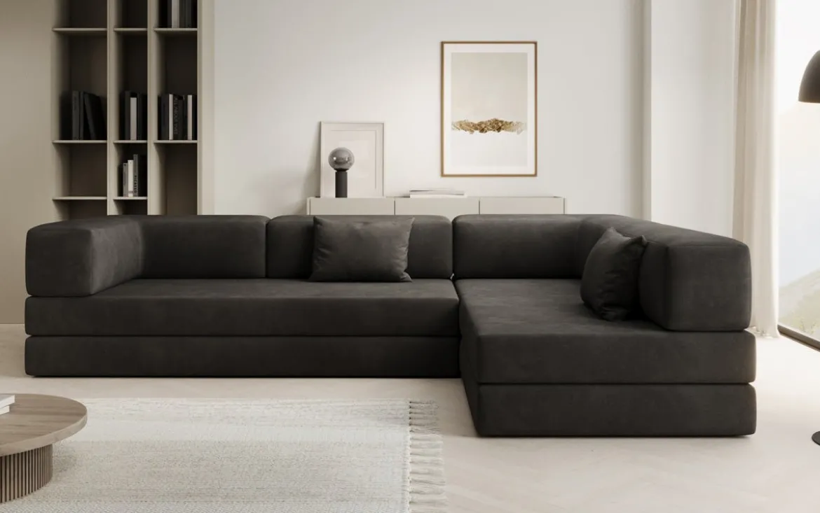 Designer Ecksofa Lazy in Samt