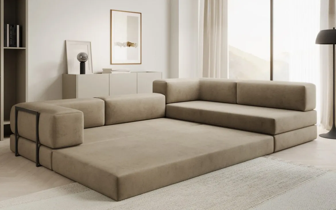 Designer Ecksofa Lazy in Samt