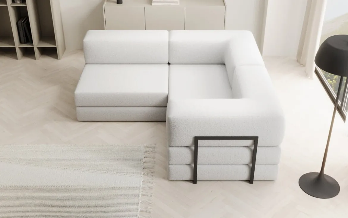 Designer Ecksofa Lazy Mini in Bouclé