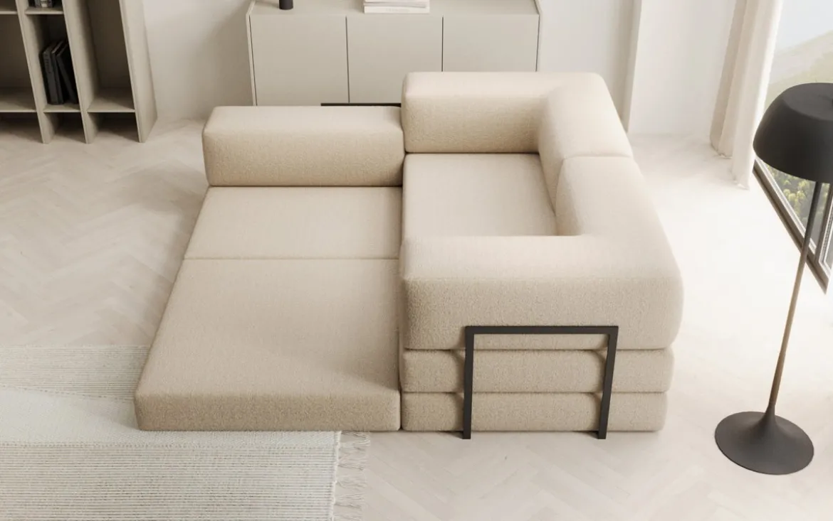 Designer Ecksofa Lazy Mini in Bouclé