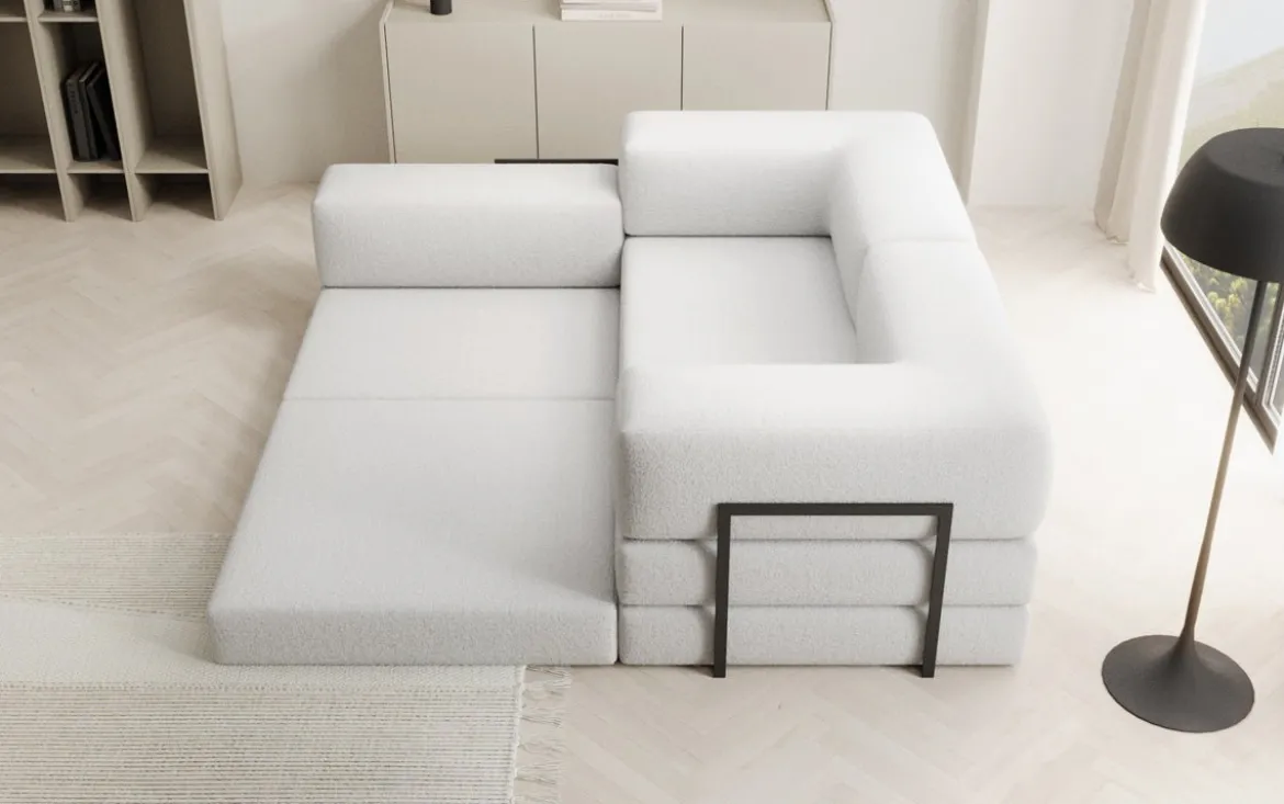 Designer Ecksofa Lazy Mini in Bouclé