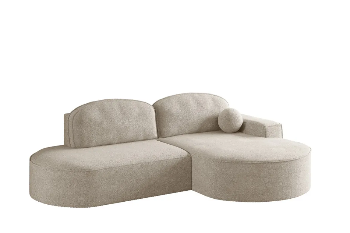 Designer Ecksofa Lenny Bouclé mit Schlaf- und Klappfunktion