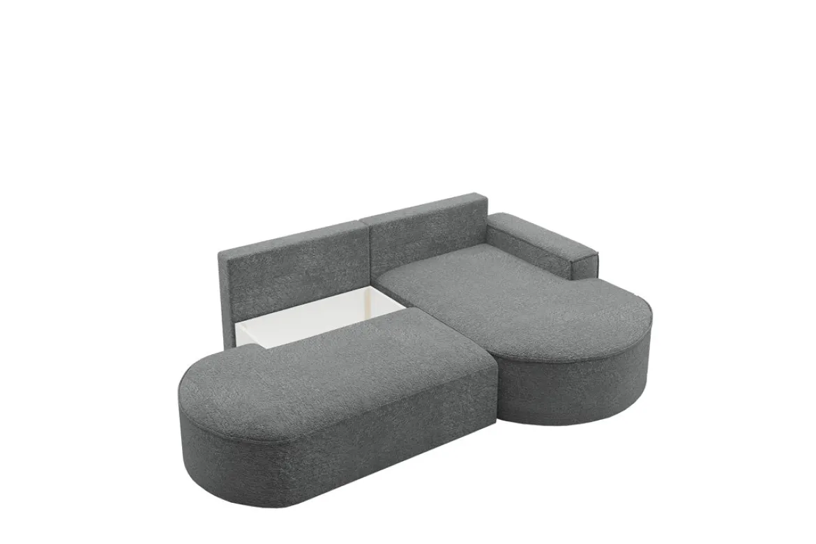 Designer Ecksofa Lenny Bouclé mit Schlaf- und Klappfunktion