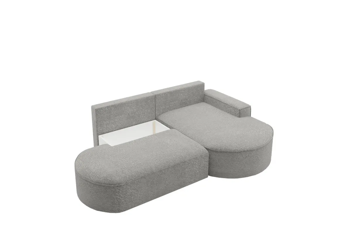 Designer Ecksofa Lenny Bouclé mit Schlaf- und Klappfunktion