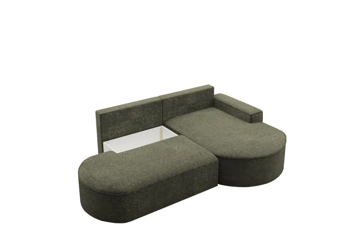 Designer Ecksofa Lenny Bouclé mit Schlaf- und Klappfunktion