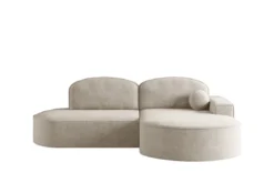 Designer Ecksofa Lenny Bouclé mit Schlaf- und Klappfunktion