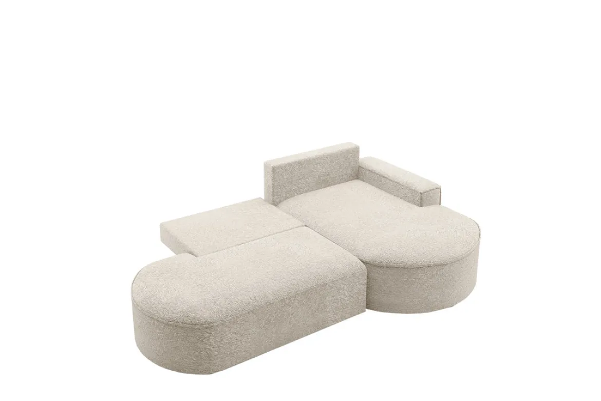 Designer Ecksofa Lenny Bouclé mit Schlaf- und Klappfunktion