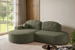 Designer Ecksofa Lenny Bouclé mit Schlaf- und Klappfunktion