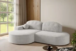 Designer Ecksofa Lenny Bouclé mit Schlaf- und Klappfunktion