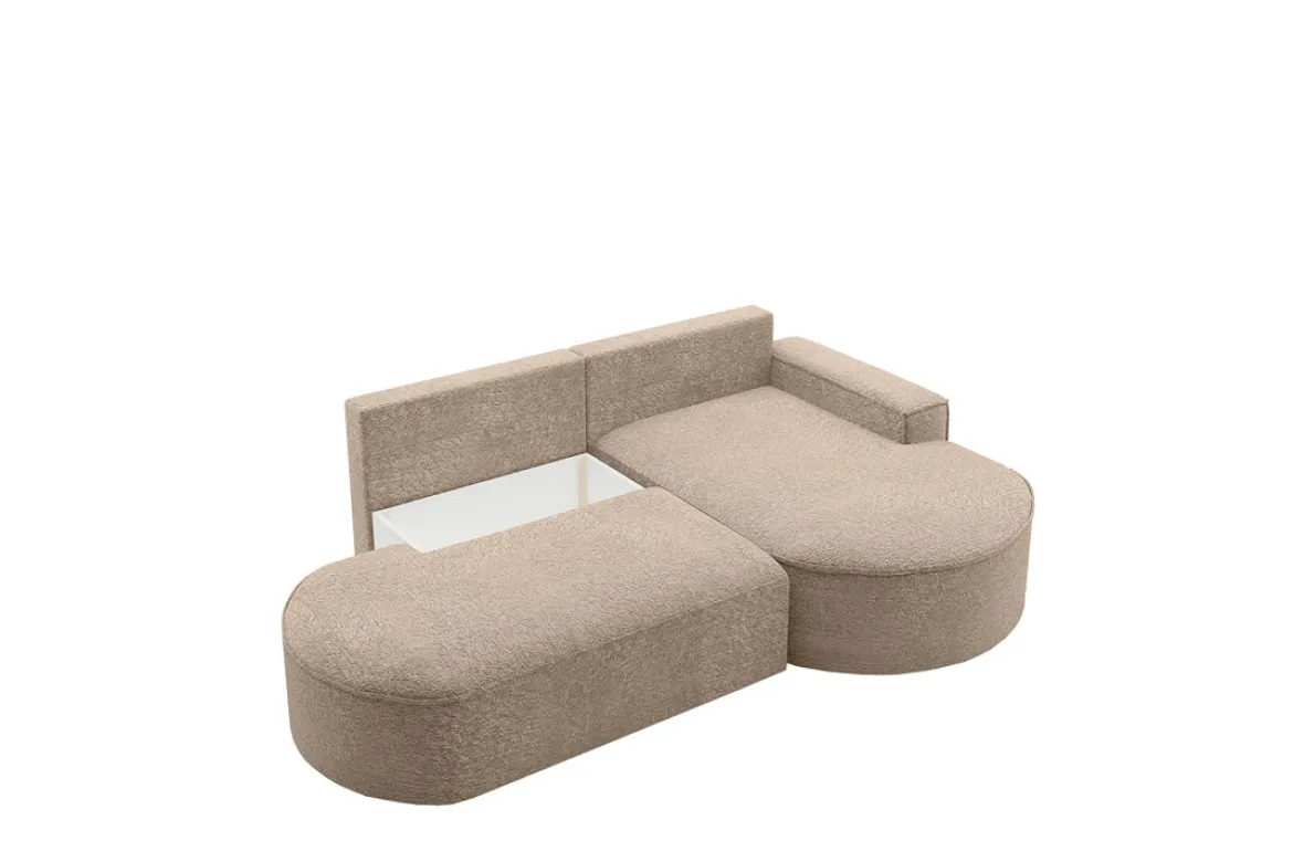 Designer Ecksofa Lenny Bouclé mit Schlaf- und Klappfunktion