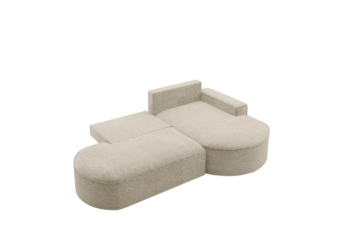 Designer Ecksofa Lenny Bouclé mit Schlaf- und Klappfunktion