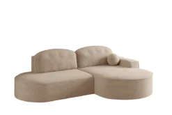 Designer Ecksofa Lenny Bouclé mit Schlaf- und Klappfunktion
