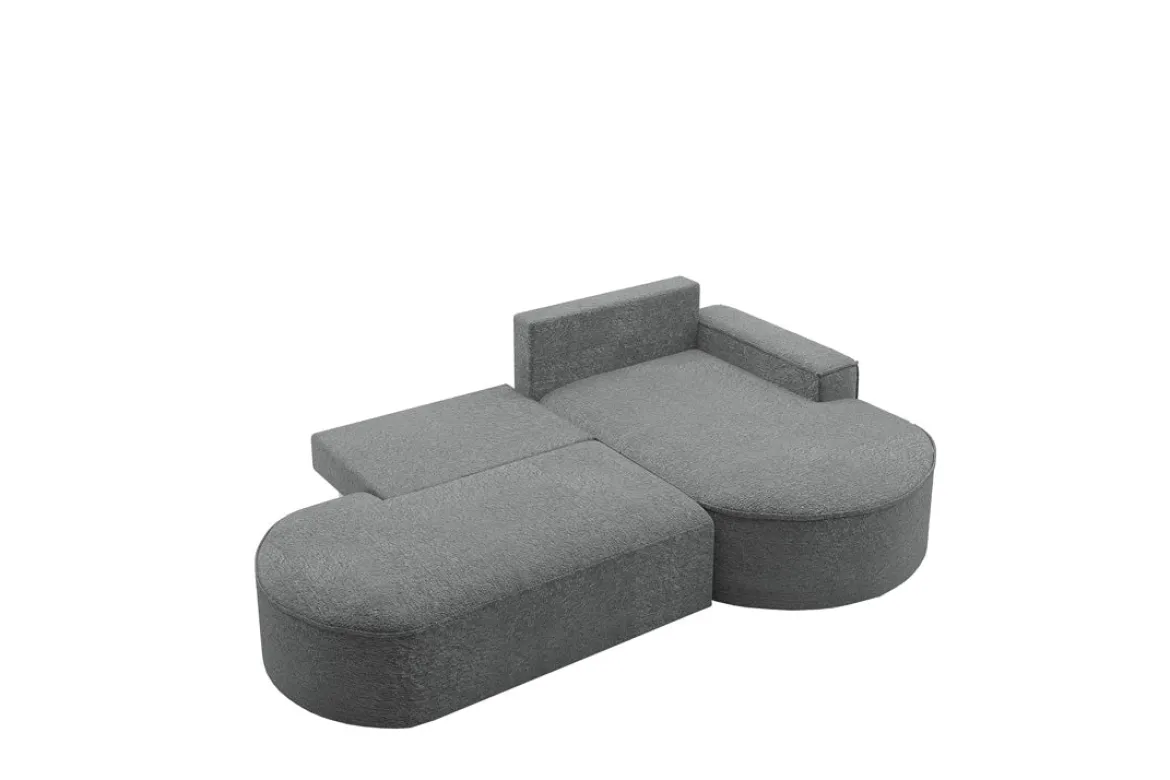 Designer Ecksofa Lenny Bouclé mit Schlaf- und Klappfunktion