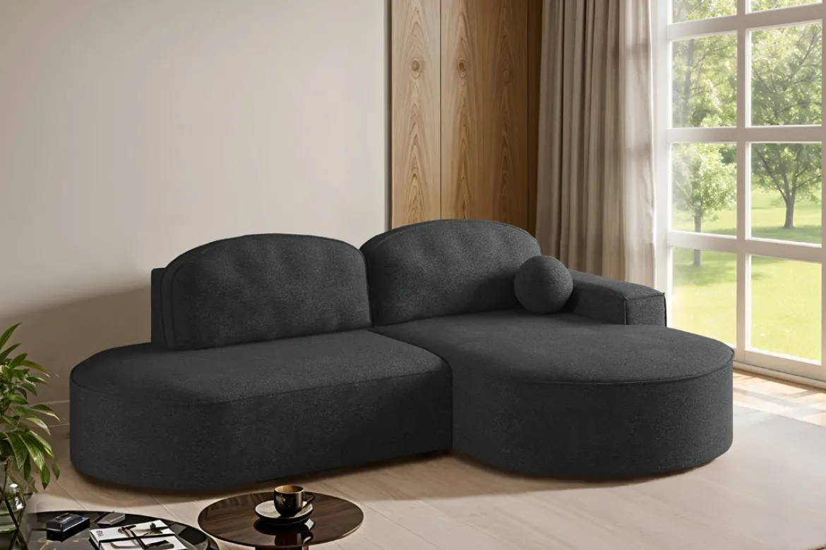 Designer Ecksofa Lenny Bouclé mit Schlaf- und Klappfunktion