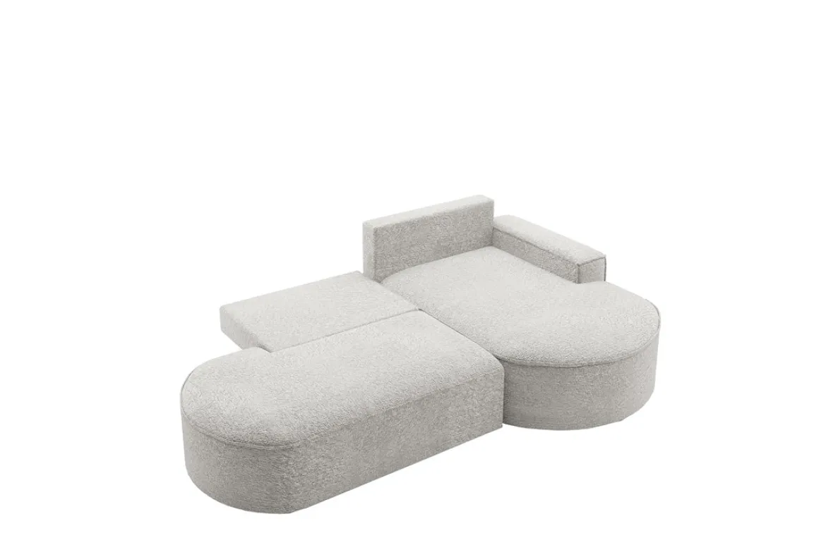 Designer Ecksofa Lenny Bouclé mit Schlaf- und Klappfunktion