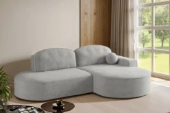 Designer Ecksofa Lenny Bouclé mit Schlaf- und Klappfunktion