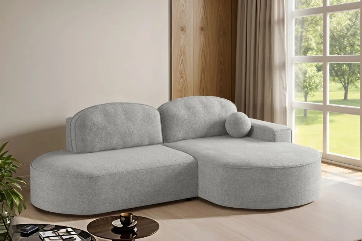 Designer Ecksofa Lenny Bouclé mit Schlaf- und Klappfunktion