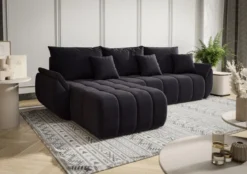 Designer Ecksofa Lenoa mit Schlaf- und Klappfunktion in Samt