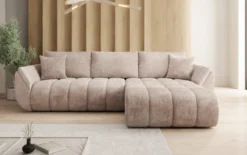 Designer Ecksofa Lenoa mit Schlaffunktion und Stauraum in Cord