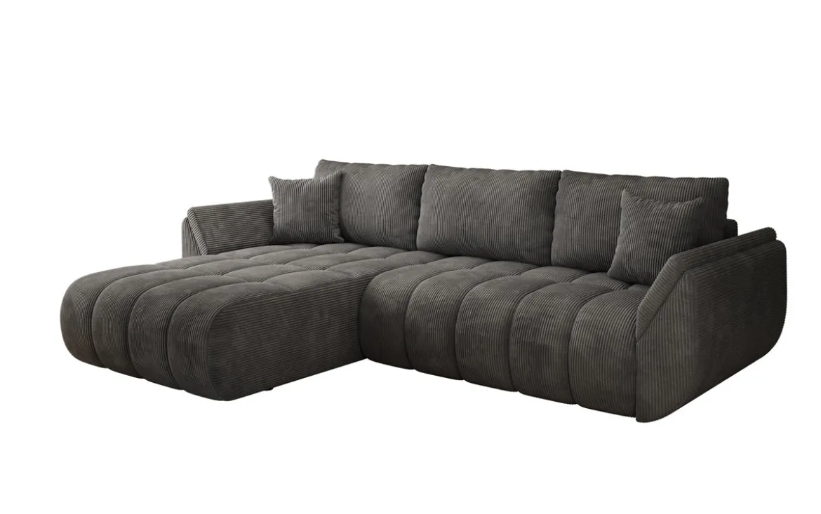 Designer Ecksofa Lenoa mit Schlaffunktion und Stauraum in Cord