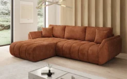 Designer Ecksofa Lenoa mit Schlaffunktion und Stauraum in Cord