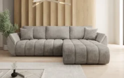 Designer Ecksofa Lenoa mit Schlaffunktion und Stauraum in Cord