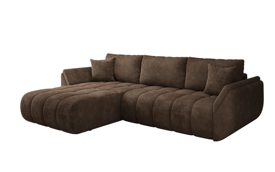 Designer Ecksofa Lenoa mit Schlaffunktion und Stauraum in Cord
