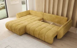 Designer Ecksofa Lenoa mit Schlaffunktion und Stauraum in Cord