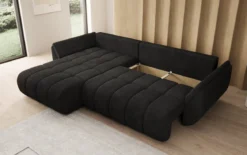 Designer Ecksofa Lenoa mit Schlaffunktion und Stauraum in Cord