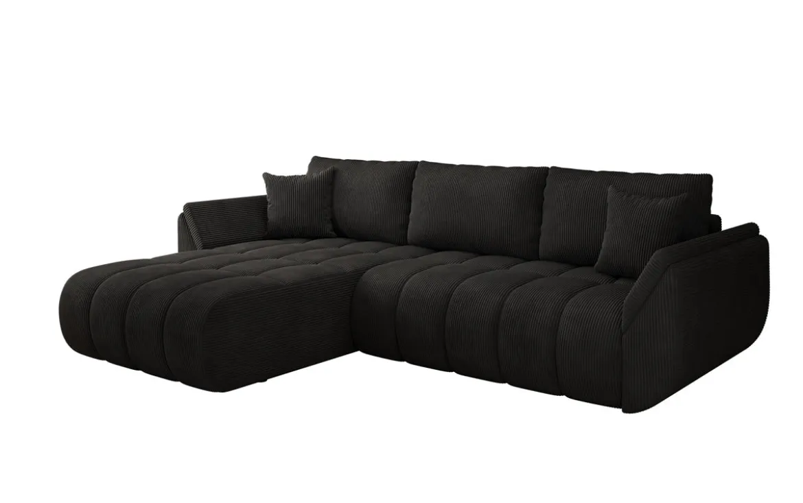 Designer Ecksofa Lenoa mit Schlaffunktion und Stauraum in Cord