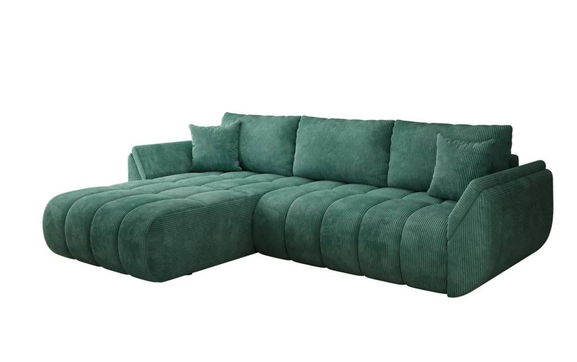 Designer Ecksofa Lenoa mit Schlaffunktion und Stauraum in Cord