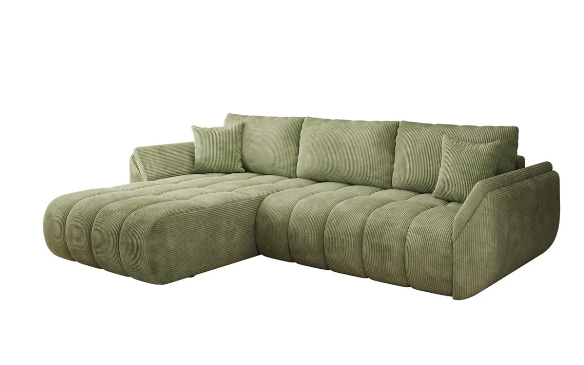 Designer Ecksofa Lenoa mit Schlaffunktion und Stauraum in Cord