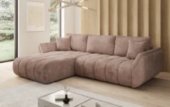 Designer Ecksofa Lenoa mit Schlaffunktion und Stauraum in Cord