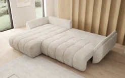 Designer Ecksofa Lenoa mit Schlaffunktion und Stauraum in Cord