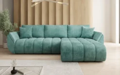Designer Ecksofa Lenoa mit Schlaffunktion und Stauraum in Cord