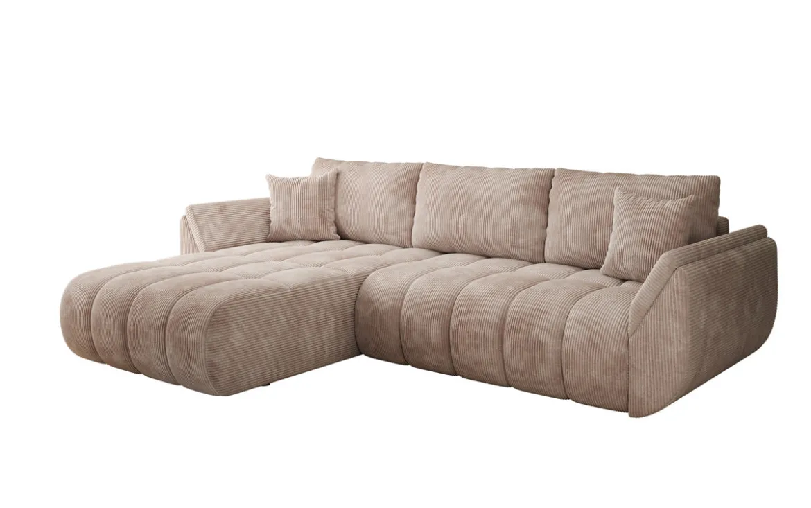 Designer Ecksofa Lenoa mit Schlaffunktion und Stauraum in Cord