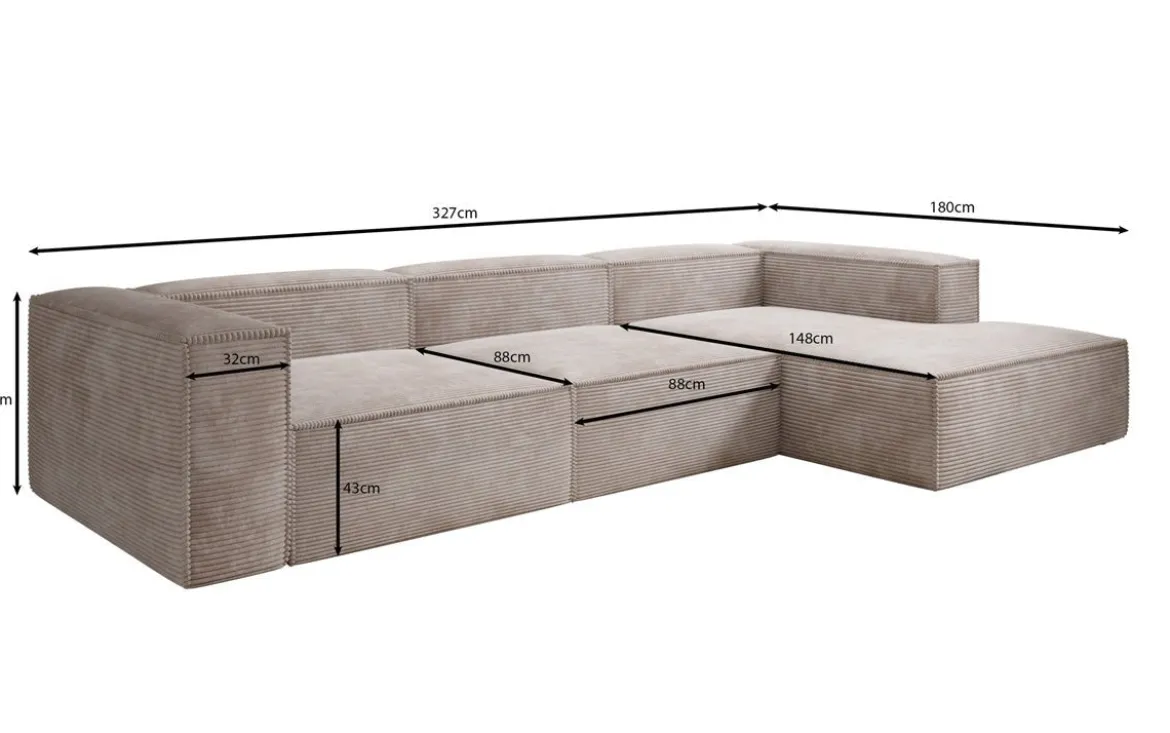 Designer Ecksofa Lesley in Cord