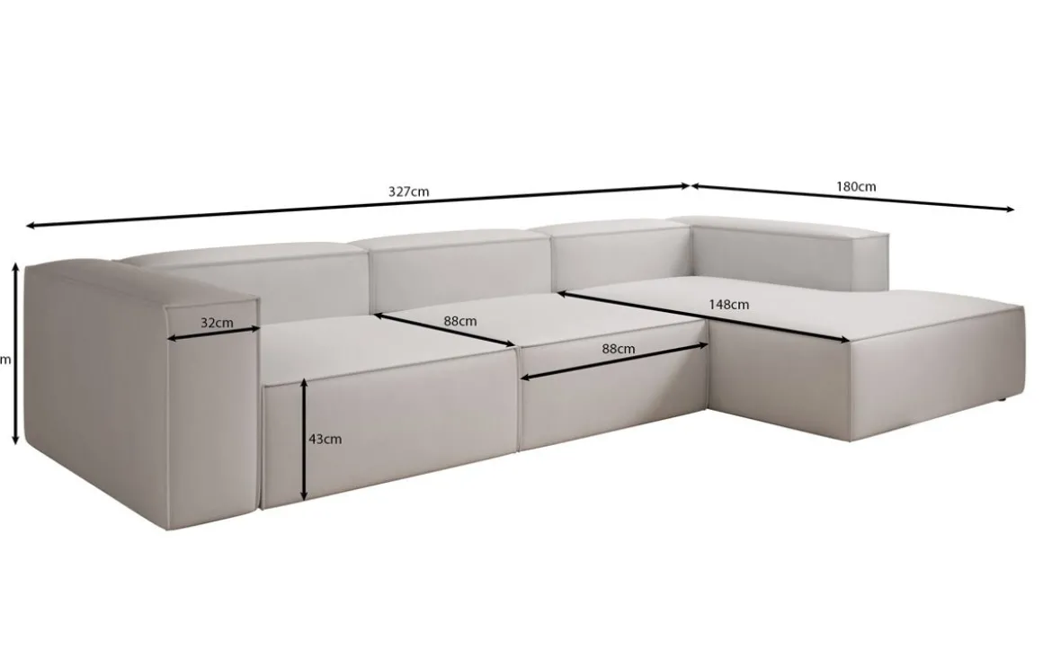 Designer Ecksofa Lesley in Echtleder