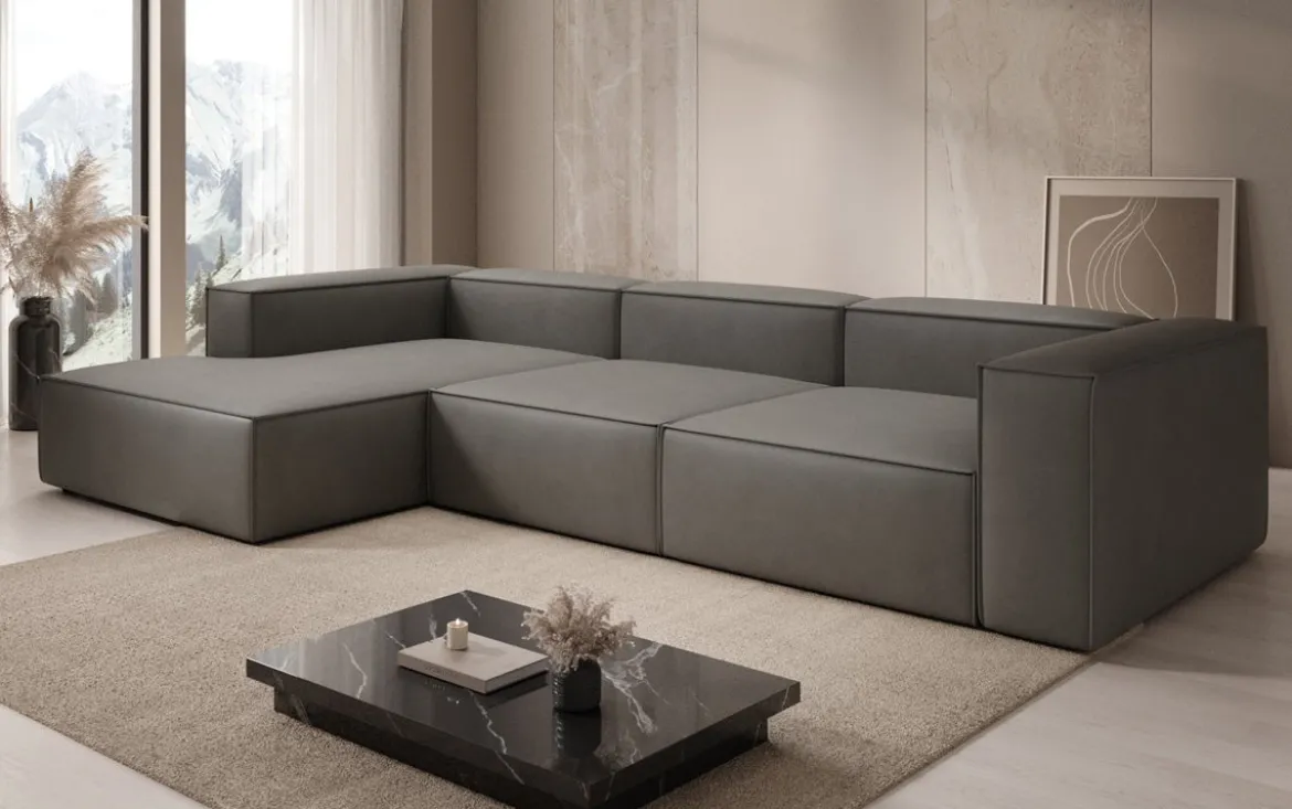 Designer Ecksofa Lesley in Echtleder