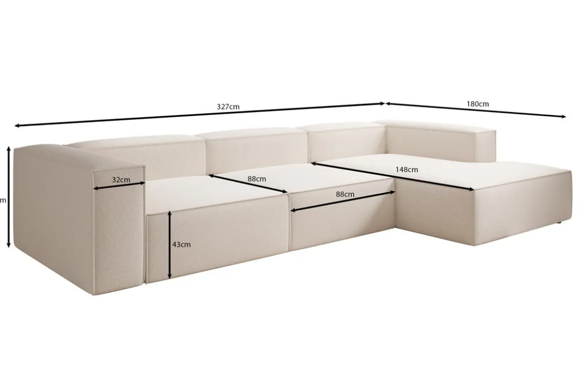 Designer Ecksofa Lesley in Strukturstoff